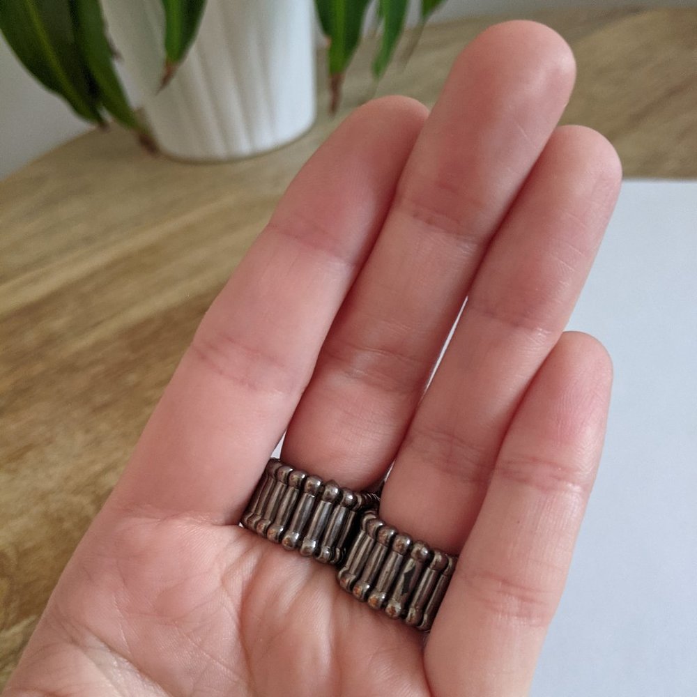 Black Crystal Statement Ring - Wide Two-Finger Cocktail Ring - Picture 6 of 6